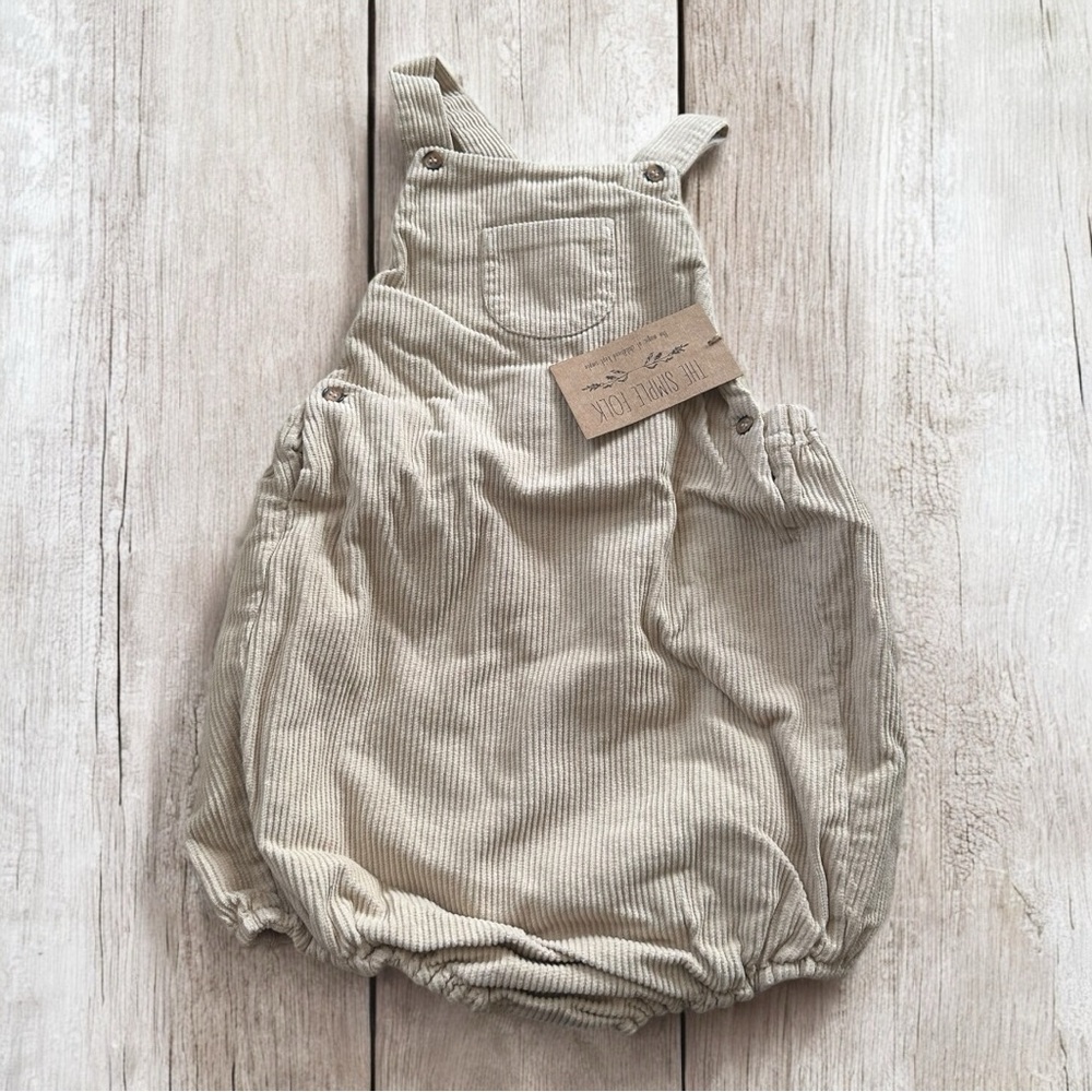 The Corduroy Overall Romper in Oatmeal